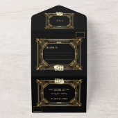 Glam Gatsby Art Deco Poker Casino Vegas Bruiloft All In One Uitnodiging (Buitenkant)