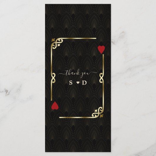 Glam Gatsby Casino Las Vegas Poker Wedding Menu (Achterkant)