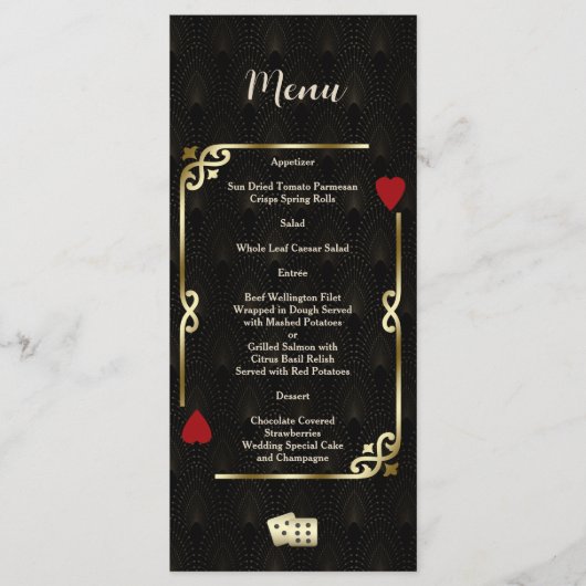 Glam Gatsby Casino Las Vegas Poker Wedding Menu (Voorkant)