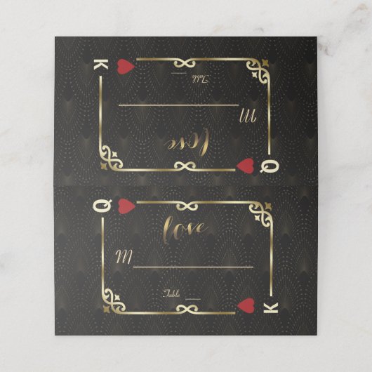 Glam Gatsby Casino Las Vegas Poker Wedding Plaatskaartje (Buitenkant ongevouwen)