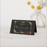 Glam Gatsby Casino Las Vegas Poker Wedding Plaatskaartje<br><div class="desc">Uniek casino Royale en Great Gatsby voor het kaartontwerp. Het is voorzien van een kunstdecostijl, een Roaring 1920's oude Hollywood gebroken lijst met faux goudfolie Fleur-de-lis, rode harten, Q en K op twee hoeken (het simuleren van speelkaarten). Gebruik het gereedschap Personaliseren om je gegevens toe te voegen. Voor meer, bezoek...</div>