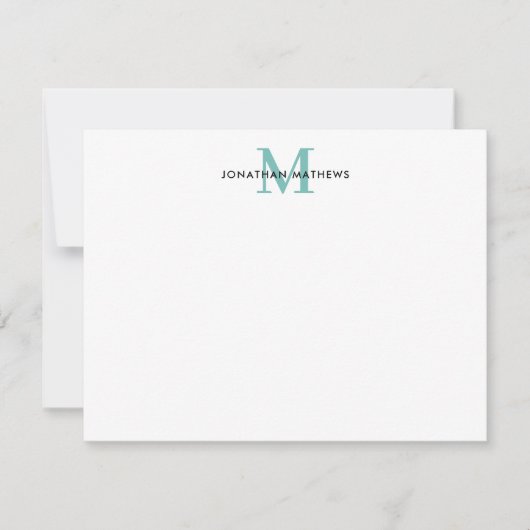 Glam geborsteld Metaal Blauwgroen Groen Klassiek M Notitiekaartje (Voorkant)