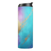 Glam gedesdistresseerde paarse turquoise goud thermosbeker (Gedraaid links)