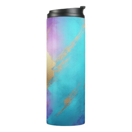 Glam gedesdistresseerde paarse turquoise goud thermosbeker (Gedraaid links)