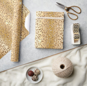 Glam Geel Goud Glitter Luipaard Cadeaupapier