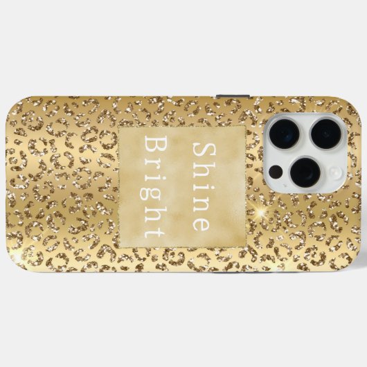 Glam Geel Goud Glitter Luipaard Case-Mate iPhone Case (Achterkant (horizontaal))