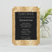 Glam Geel Goud Glitter Luipaard Kaart (Staand voorkant)