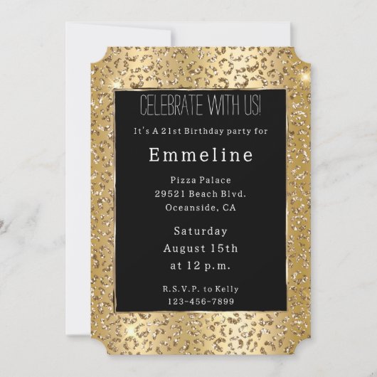 Glam Geel Goud Glitter Luipaard Kaart (Voorkant)