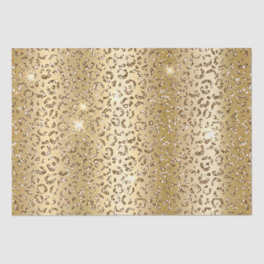 Glam Geel Goud Glitter Luipaard Tissuepapier (Voorkant)