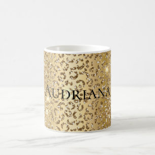 Glam Geel Goud Glitzy Glitter Leopard Koffiemok