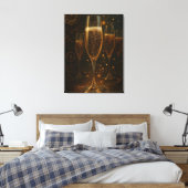 Glam Gelukkig Nieuwjaar Steampunk Champagne Canvas Afdruk (Insitu (Slaapkamer))