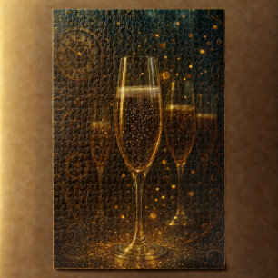 Glam Gelukkig Nieuwjaar Steampunk Champagne Legpuzzel