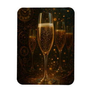 Glam Gelukkig Nieuwjaar Steampunk Champagne Magneet