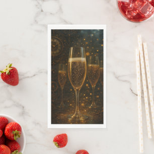 Glam Gelukkig Nieuwjaar Steampunk Champagne  Servet