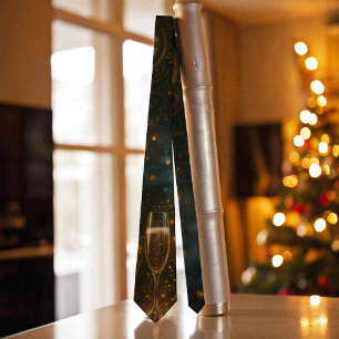 Glam Gelukkig Nieuwjaar Steampunk Champagne Stropdas