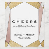 Glam Geometric Diamond Cheers Wine Labels Wijn Etiket (Enkel label)