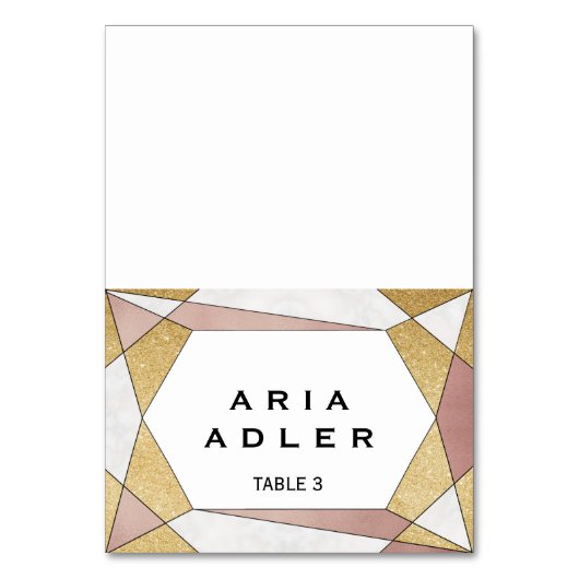 Glam Geometric Diamond Escort Place Cards Kaart (Voorkant)