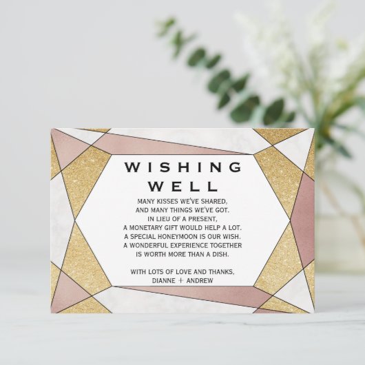 Glam Geometric Diamond Weddenschap Goed Informatiekaartje (Staand voorkant)