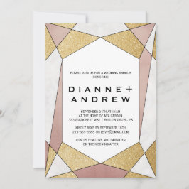 Glam Geometric Diamond Wedding Brunch Kaart