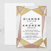 Glam Geometric Diamond Wedding Kaart (Voorkant / Achterkant)