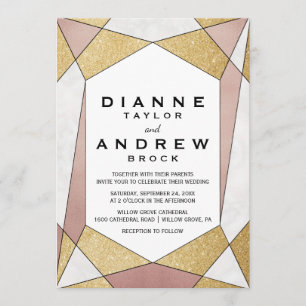 Glam Geometric Diamond Wedding Kaart