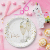 Glam gepersonaliseerde champagneglazen Vrijgezelle Papieren Bordje (Feest)