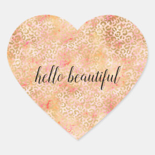 Glam Girale Peach roze Blush leopard print Hart Sticker