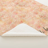 Glam Girale Peach roze Blush leopard print Sherpa Deken (3/4)