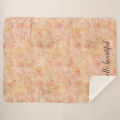 Glam Girale Peach roze Blush leopard print Sherpa Deken (Voorkant (horizontaal))