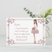 Glam Girl Bridesmaid-voorstel Kaart (Staand voorkant)