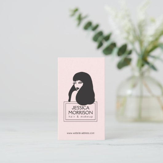Glam Girl LT Pink Hair Salon Beauty Visitekaartje (Staand voorkant)