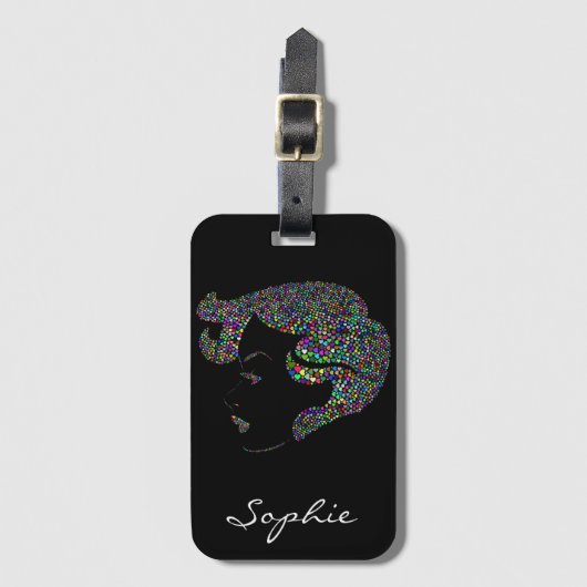 Glam girl met hart bagagelabel (Voorkant (verticaal))