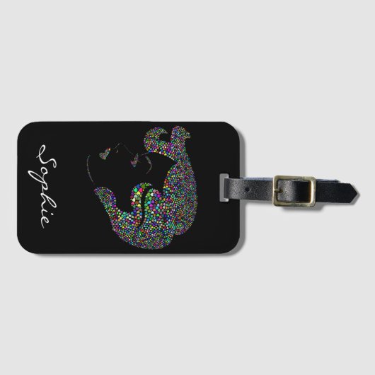 Glam girl met hart bagagelabel (Voorkant (horizontaal))