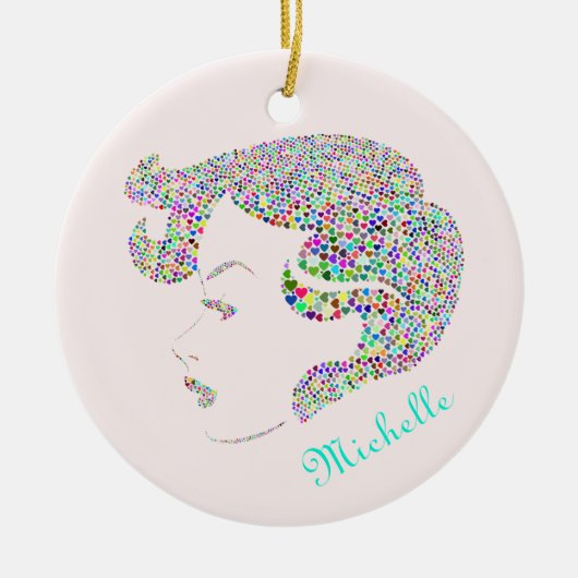 Glam girl met hart keramisch ornament (Voorkant)