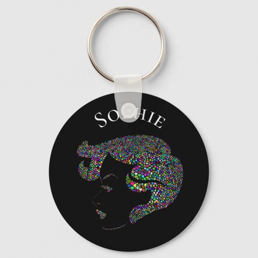 Glam girl met hartige persoonlijke naam sleutelhanger (Voorkant)