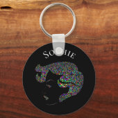 Glam girl met hartige persoonlijke naam sleutelhanger (Voorkant)