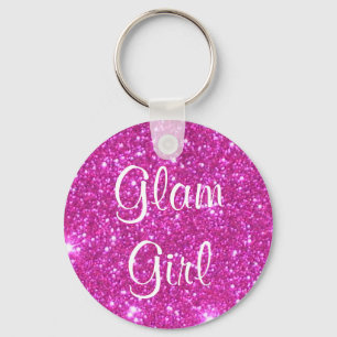Glam Girl Pink Sparkle Sparkly Glitter Girly Gifts Sleutelhanger