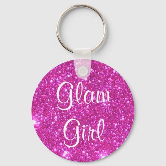 Glam Girl Pink Sparkle Sparkly Glitter Girly Gifts Sleutelhanger (Voorkant)