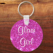 Glam Girl Pink Sparkle Sparkly Glitter Girly Gifts Sleutelhanger (Voorkant)