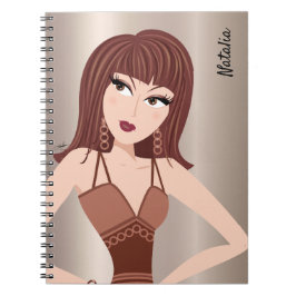 Glam Girl Sassy Attitude Brunette Girl Notitieboek