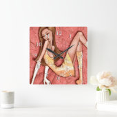 Glam Girl Sexy Sassy Go Girl met cijfers Vierkante Klok (Huis)