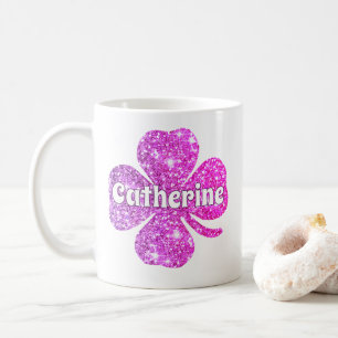 Glam Girlachtig Heet Roze Glitters Lucky Clover Na Koffiemok