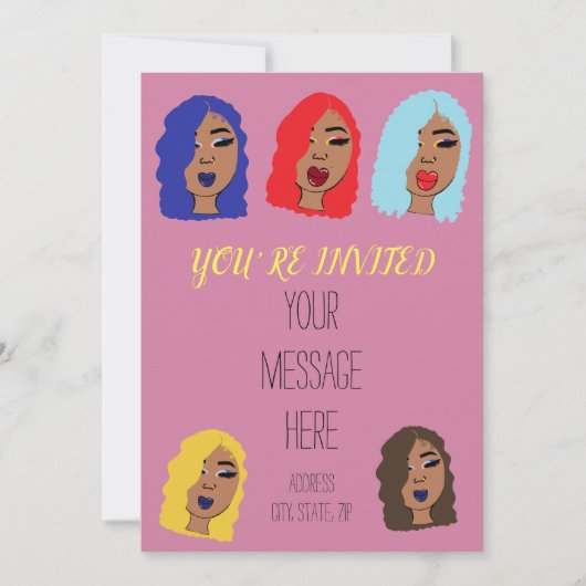 Glam Girls Girly Pink Party Uitnodiging (Voorkant)