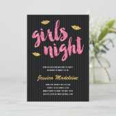 Glam Girls Night | Glitter Kijk Bachelorette Party Kaart (Staand voorkant)