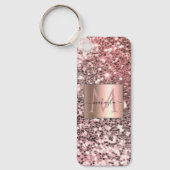 Glam Girly Blush Pink Gitter Design Name Monogram Sleutelhanger (Voorkant)