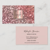 Glam Girly Blush Pink Gitter Design Name Monogram Visitekaartje (Voorkant / Achterkant)