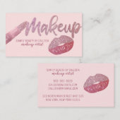 Glam Girly Blush Pink Glitter Folie Lips Make-up Visitekaartje (Voorkant / Achterkant)