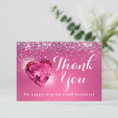 Glam Girly Burgundy Heart Bedankkaart (Staand voorkant)