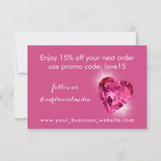 Glam Girly Burgundy Heart Bedankkaart (Achterkant)