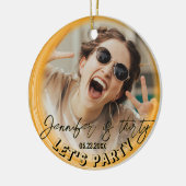 Glam Girly Fotoscript 20 30 40 jarig feest Keramisch Ornament (Links)